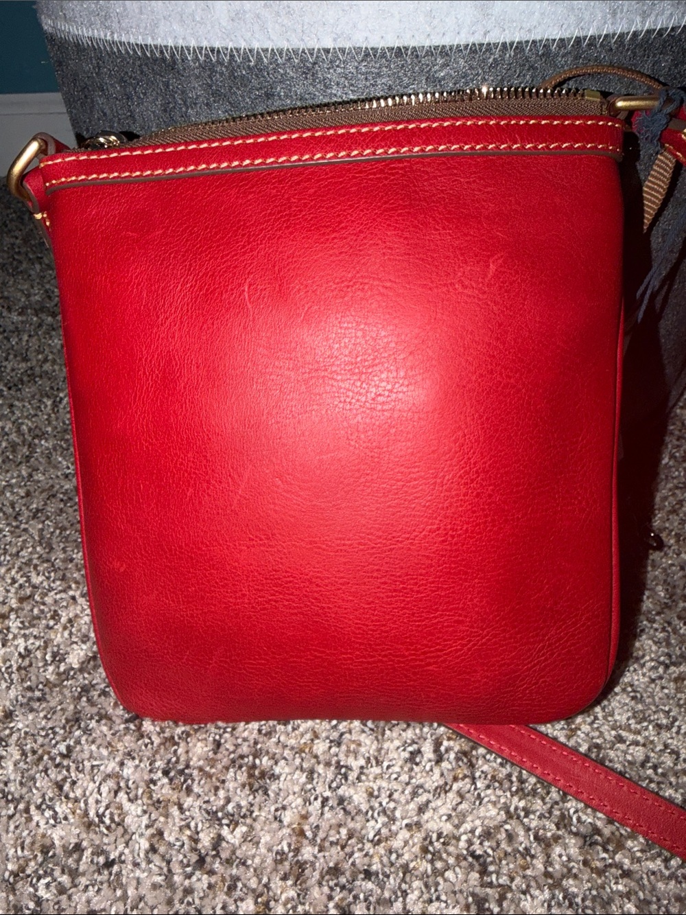 Dooney & Bourke Red Leather Letter Carrier Crossbody with Front Zip - Picture 9 of 9